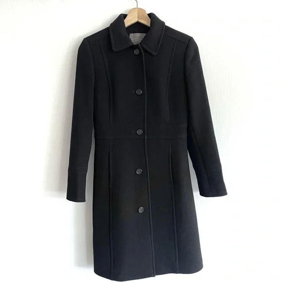 J. Crew Black Classic Lady Day Coat In Italian Double-cloth Wool With Th - Picture 4 of 16